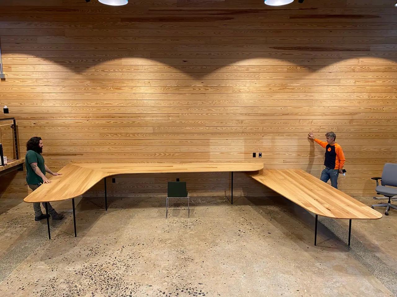 Firehouse 12 offices with salvaged wood furniture